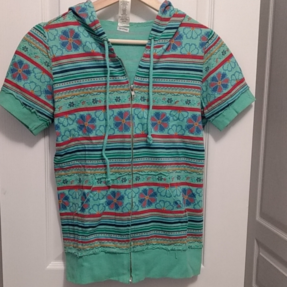 Aztec green zip hoodie - Medium